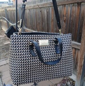 Dimoni Spain Black & Tan Weaved Calf Leather Hand Or Over Shoulder Bag Tote